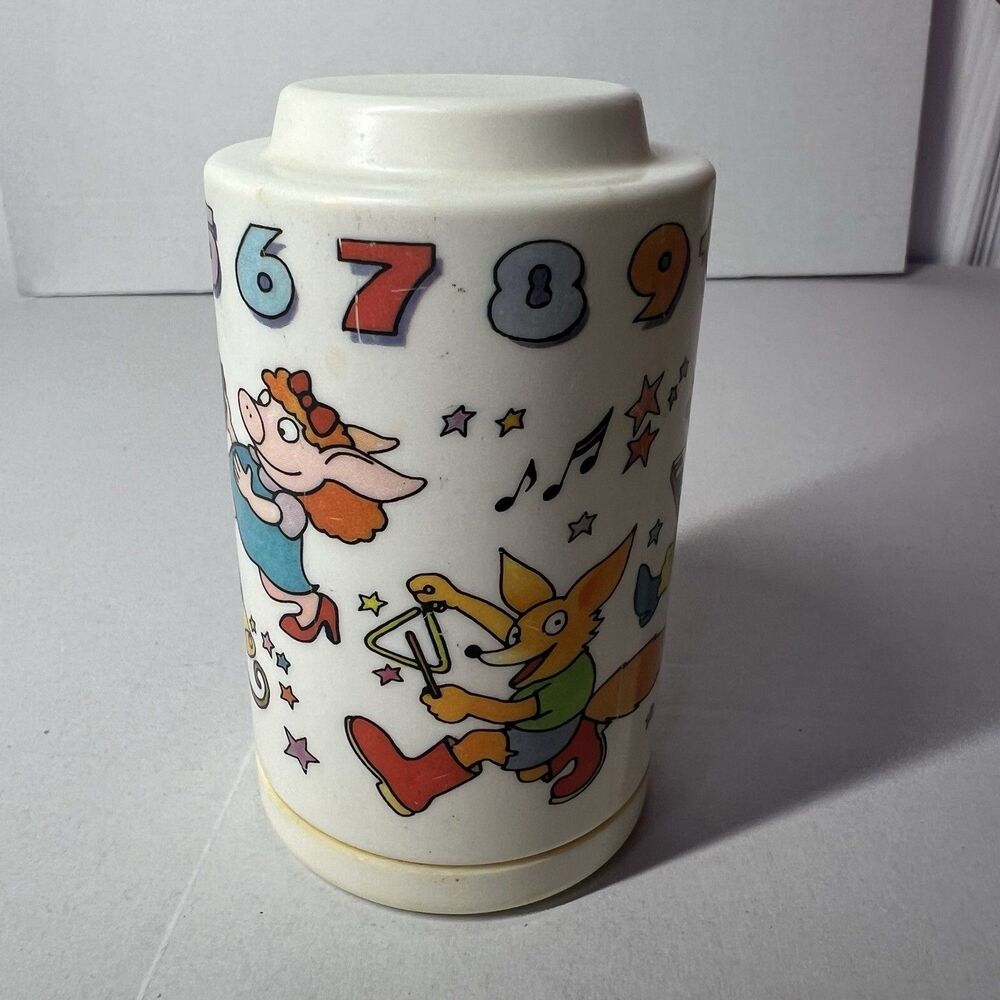 Vintage 1981 Johnson & Johnson Rhythm Roller Baby Rattle Toy - Numbers & Animals